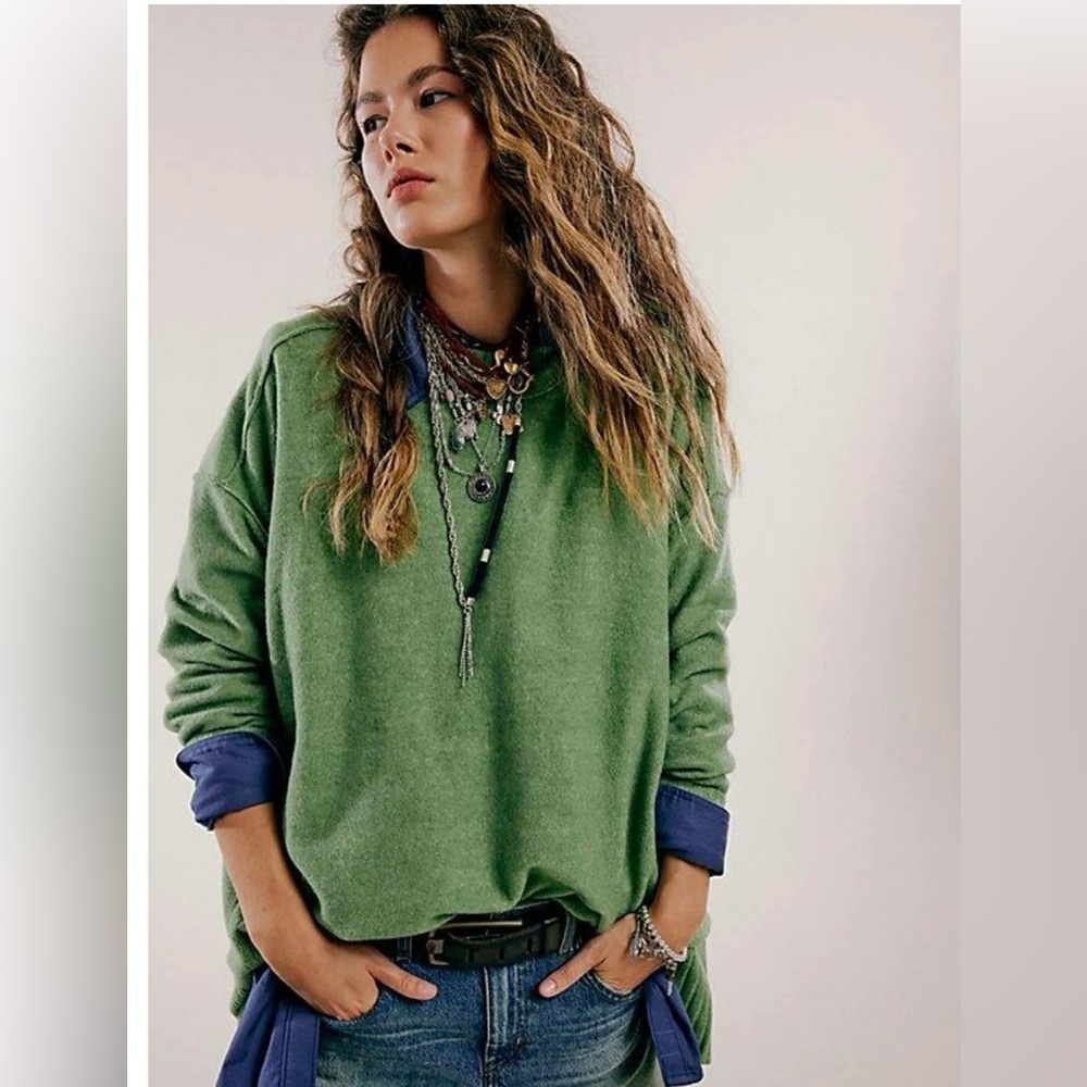 NWOT Free People Phoebe pullover in watercress